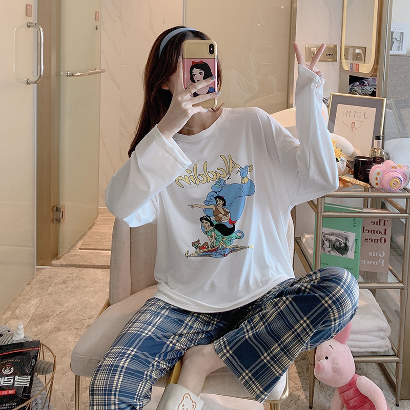 春秋季韩版长可外穿两件套可爱睡衣 穗颜睡衣/家居服套装