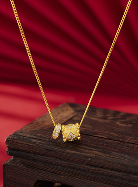 奢华黄金色四叶草缎带锁骨链女