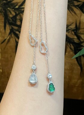S925纯银玉髓葫芦锁骨链女款