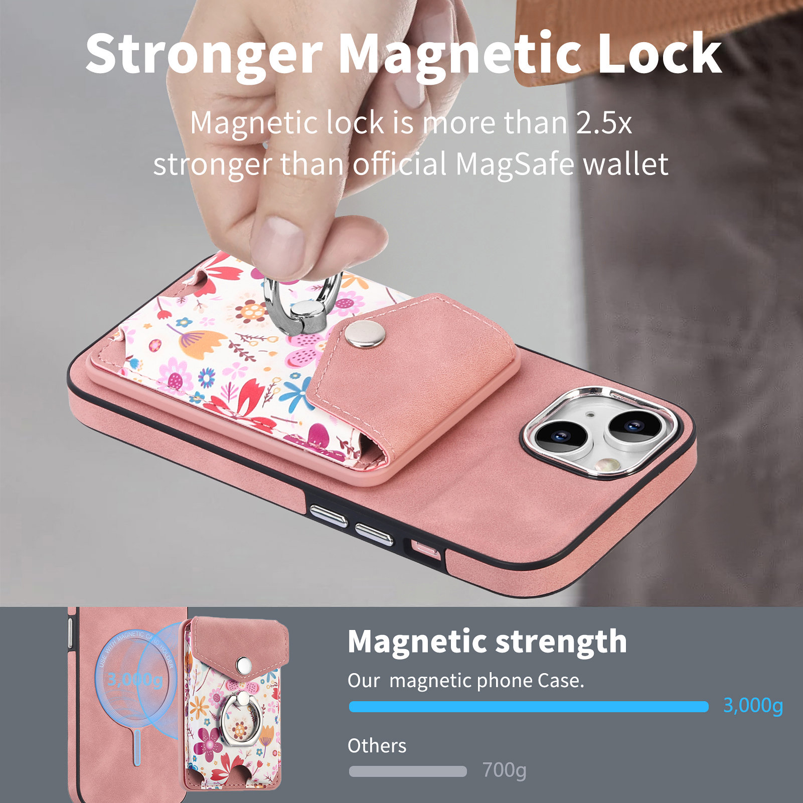 megsafe 16卡包卡套一体适用苹果15promax手机壳磁吸卡包14promax磁吸卡包13可插卡12放卡片11卡槽8plus支架