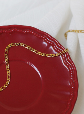 圆珠水波嘴唇毛衣裸链女钛钢项链