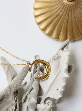 锆石项链芮苼钛钢镀金十字链女