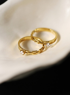 拼接戒指欧美爪钻链条简约