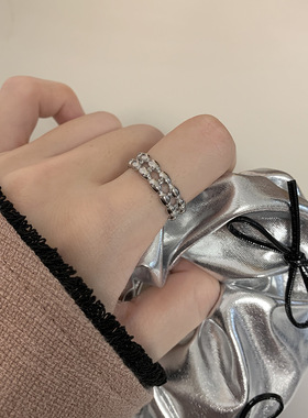 文艺米花珠椭圆波珠双层戒指