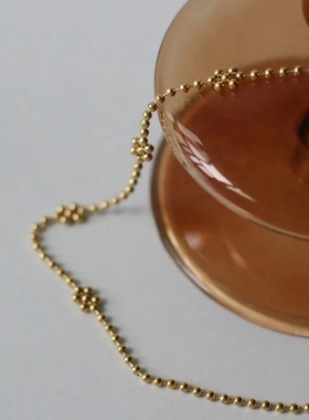 可爱钛钢镀金雪花小金珠锁骨链