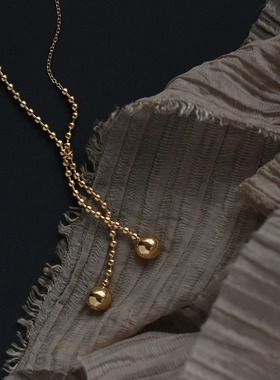 秋冬新款毛衣链流苏球球项链