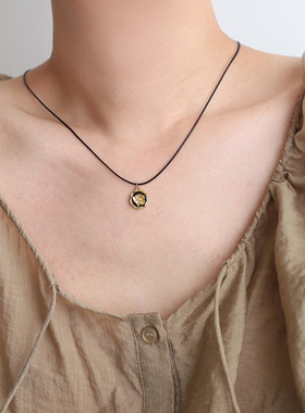 可调节项链芮苼钛钢镀金蜡绳女