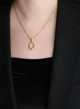 复古欧美不锈钢百搭项链吊坠镀金