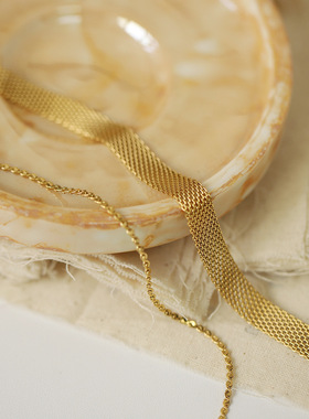 复古金色网编双层款颈链