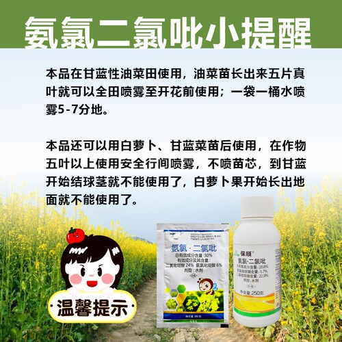 油菜专用除草剂 30%氨氯二氯吡啶酸白萝卜甘蓝油菜除阔叶杂草农药 - 图0
