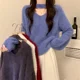 Soft mink velvet halter neck v-neck sweater for women autumn and winter 2025 new loose knitted sweater lazy style short top