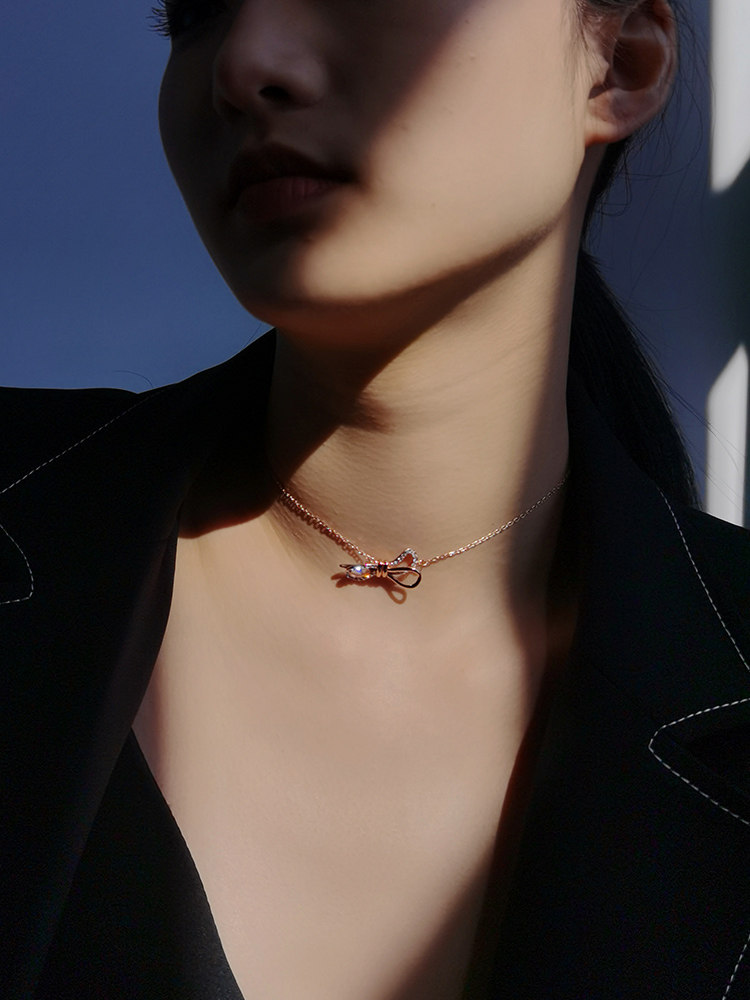 纯银采用施华元素洛世奇女潮锁骨链 茗琳项链