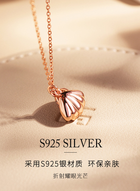 纯银锁骨链小众设计感珍珠贝壳