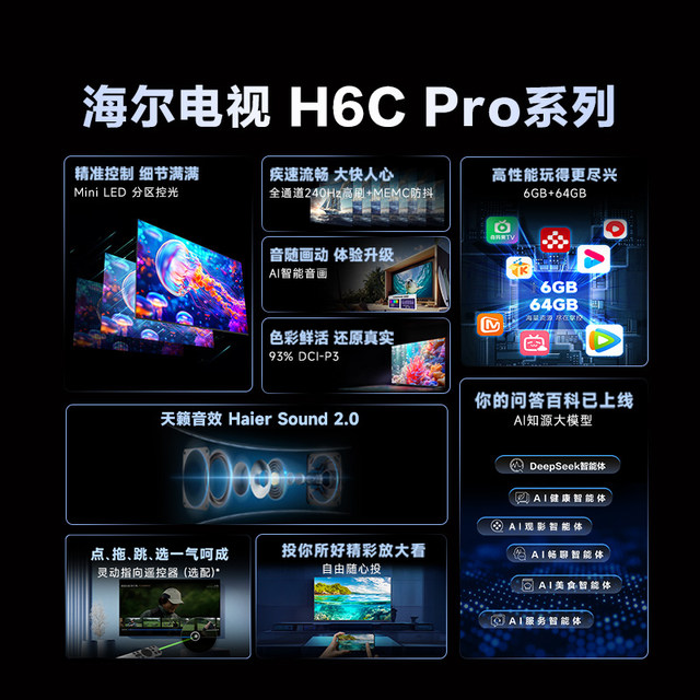 Haier TV H6C Pro 85-inch MiniLED high-brush home LCD TV trade-in subsidy