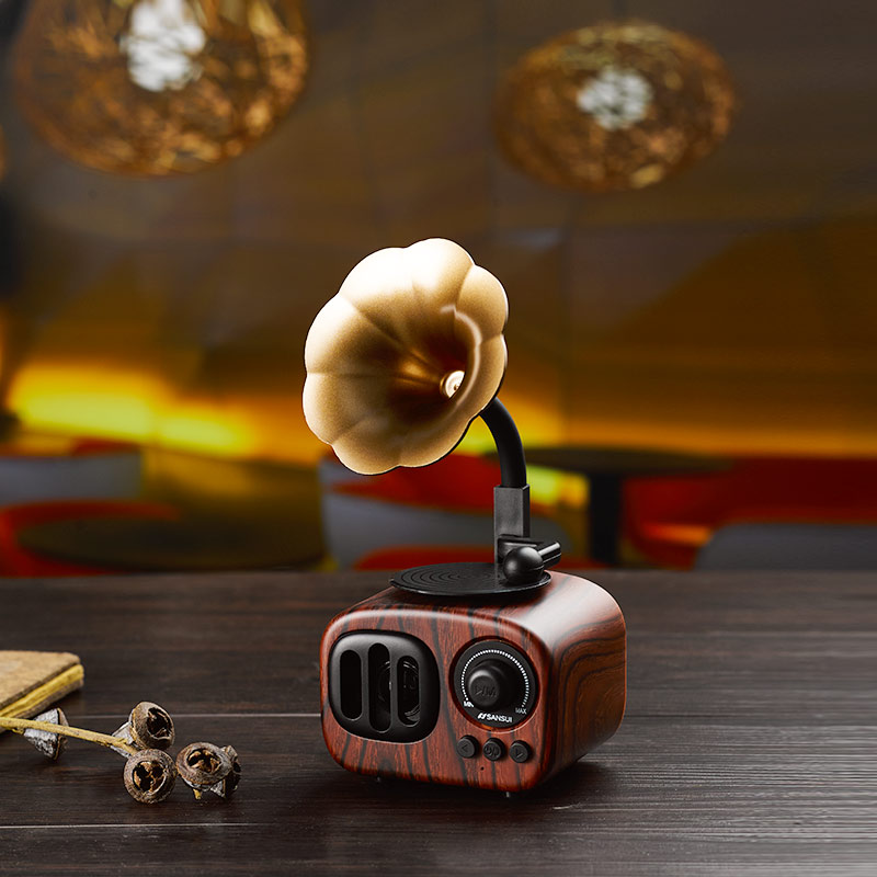 sansui维明威专卖店Sansui/山水T31蓝牙音箱大音量小型迷你留声机便携式复古可爱送礼品音响手机电脑无线插卡低音炮收音机播放器1