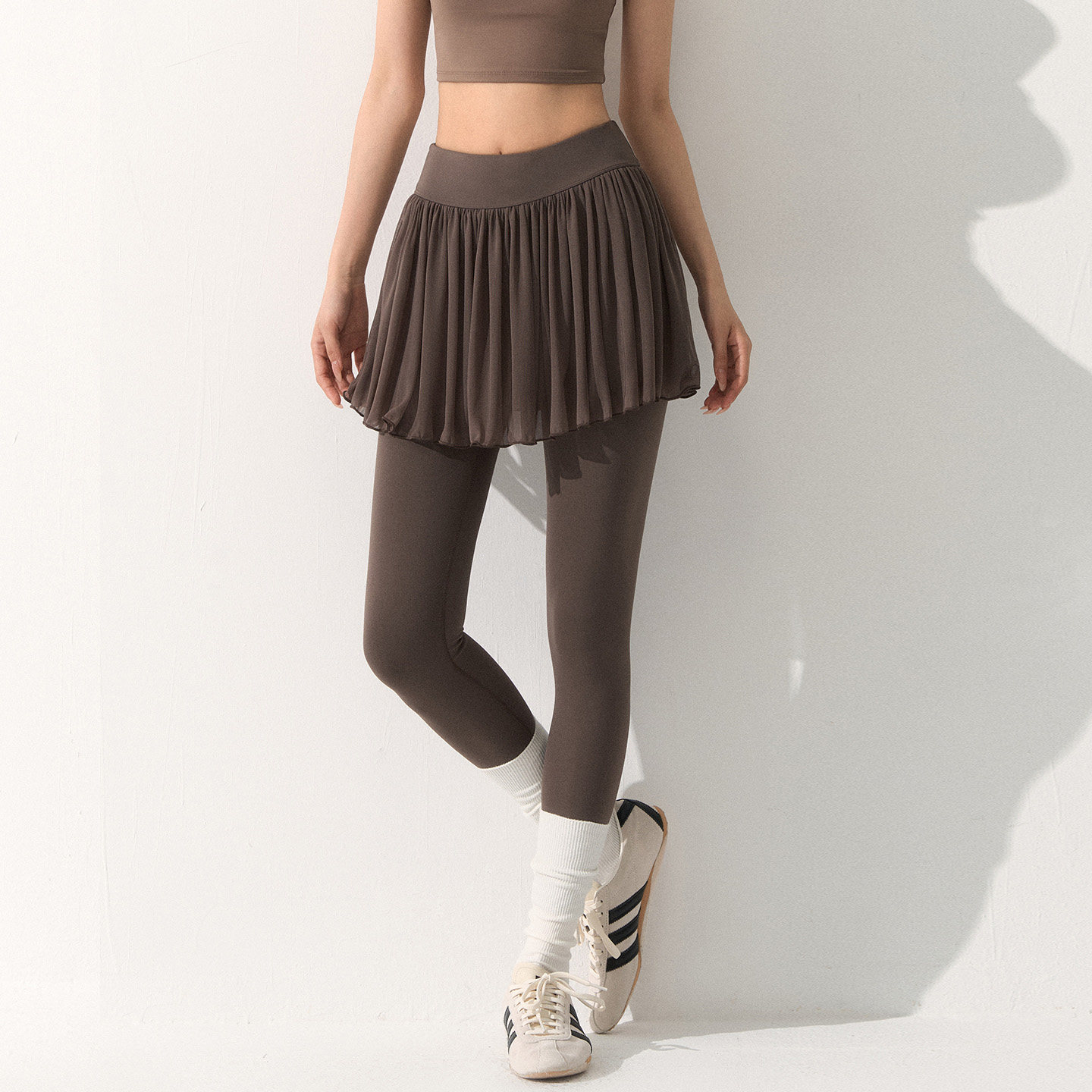 DCW假两件运动裤裙女高腰紧身显瘦跑步健身长裤普拉提训练瑜伽裤,淘宝优惠券,粉丝福利购,淘宝优惠卷