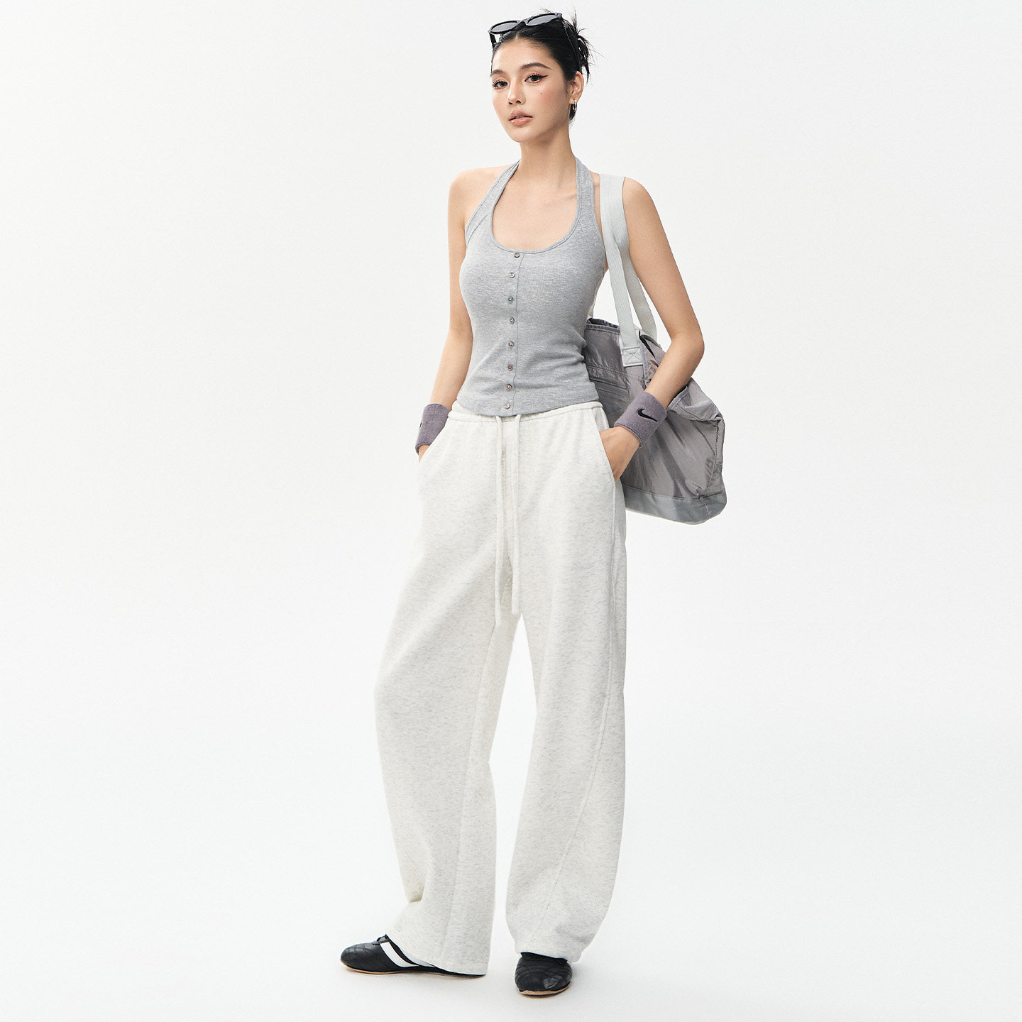 DCW休闲运动长裤女宽松显瘦跑步健身阔腿裤普拉提训练瑜伽弯刀裤,淘宝优惠券,粉丝福利购,淘宝优惠卷