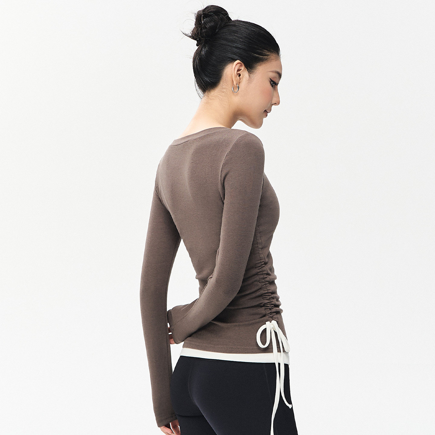 DCW瑜伽服长袖女紧身显瘦抽绳收腰健身上衣跑步训练运动t恤,淘宝优惠券,粉丝福利购,淘宝优惠卷