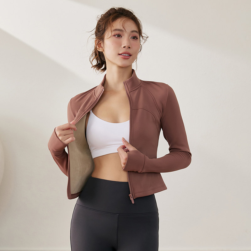 DCW立领瑜伽服女加绒保暖跑步运动长袖修身显瘦普拉提健身衣外套,淘宝优惠券,粉丝福利购,淘宝优惠卷