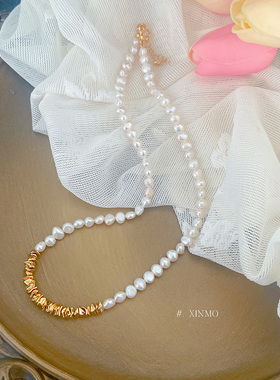 百元内饰品｜福利金色异形隔珠巴洛克项链