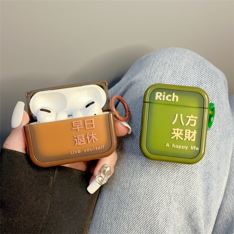 简约个性创意文字适用苹果蓝牙无线2代3代耳机壳airpods pro保护套-图0