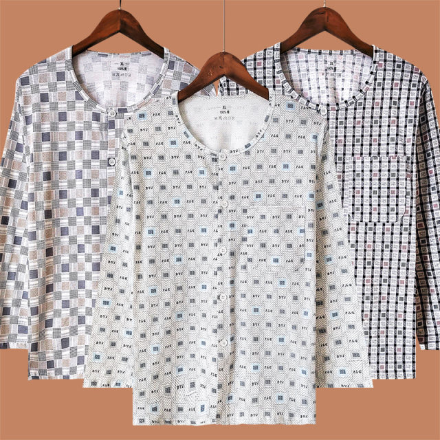 Cardigan pajamas ຝ້າຍບໍລິສຸດຂອງຜູ້ຊາຍທີ່ມີແຂນຍາວຂະຫນາດໃຫຍ່ສາມາດໃສ່ໄດ້ພາຍນອກ