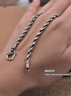 男士纯银街头风复古挂钩韩版链子