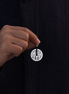 山鬼花钱吊坠男女士款复古八卦牌铜钱项链挂坠配饰品