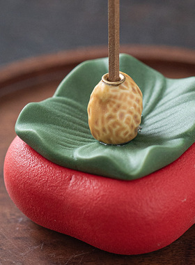 【好事发生】创意柿子花生陶瓷线香插座家用室内小香炉茶台香薰炉