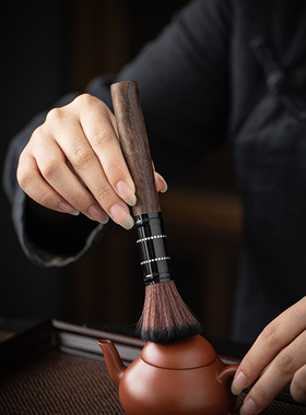 禅意小和尚茶道六君子茶具配件套装檀木茶夹茶刮茶室茶桌装饰摆件