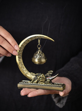 创意合金迷你小香炉袖珍小号盘香吊炉禅意茶室茶桌香薰炉摆件熏香