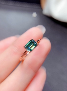 高贵祖母绿莫桑钻戒，镀金活口可