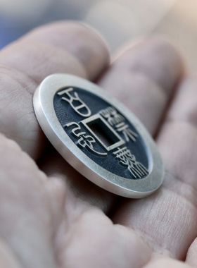 999足银古法手工百无禁忌天官赐福纯银花钱吊坠挂件天一宝泉原创