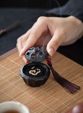 陶瓷禅意莲蓬迷你香炉家用檀沉小片香小号香薰炉茶室茶盘熏香摆件