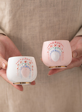 中国风冠霞帔杯陶瓷泡茶主人杯茶杯办公室品茗单杯功夫茶具茶道杯