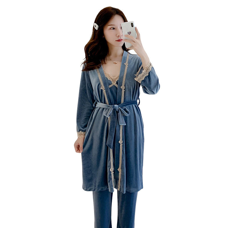 秋季金丝绒女套装居家性感舒适睡袍 yhw睡衣/家居服套装