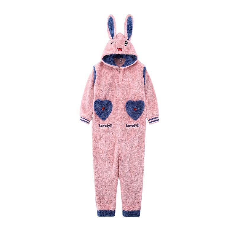 秋冬可爱兔耳朵连体裤珊瑚绒睡衣 yhw睡袍/浴袍