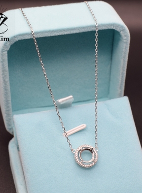 纯银圆形锁骨链气质款镶嵌宝石