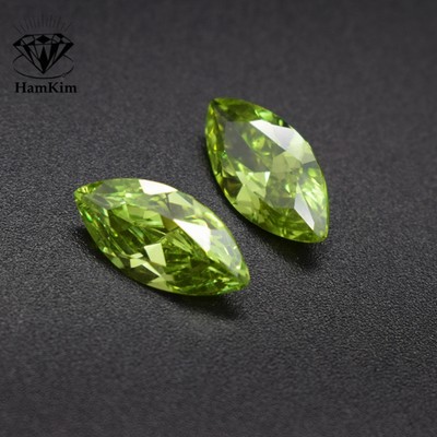 苹果绿色马眼形宝石马目树叶形锆石裸石戒指耳钉吊坠镶嵌主石配石 虎窝淘