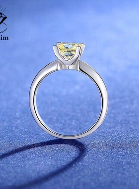 1克拉鹅黄钻正方宝石戒指公主