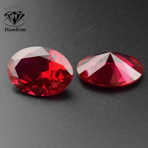 红宝石蛋形椭圆形合成红宝刚玉ruby5#尖底钻 diy镶嵌戒指耳钉吊坠 - 图0