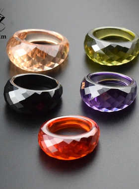 复古版彩色锆石戒指宝石材质配戴