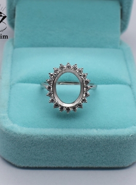 戒指经典戴妃银托蛋形未镶嵌