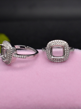 肥方枕形戒指银托经典吊坠925