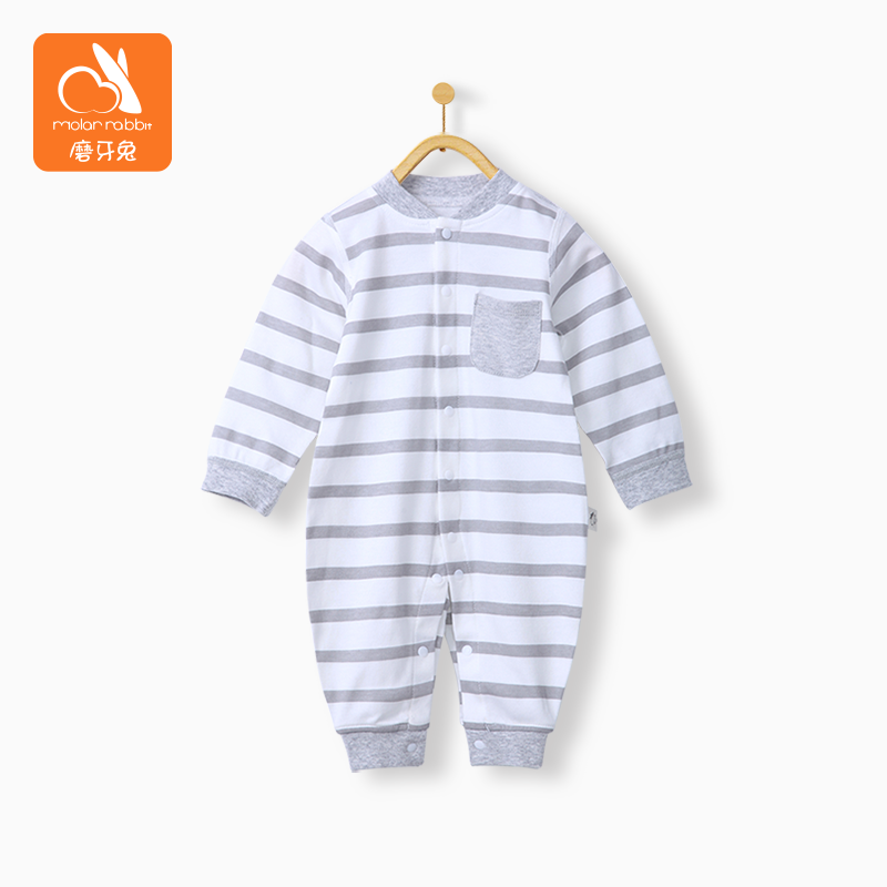 初秋婴儿秋衣纯棉无骨春秋连体衣 molarrabbit磨牙兔连身衣/爬服/哈衣