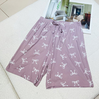 Fendel Oya ຂະຫນາດໃຫຍ່ໄຂມັນ MM modal ຝ້າຍ pajamas ເຮືອນສັ້ນຂອງແມ່ຍິງ summer ພາກບາງ 200 ປອນ bow