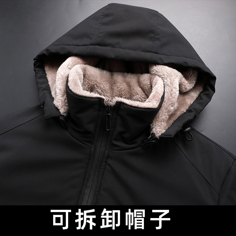 爸爸装2023新款冬装棉袄外套加绒加厚衣服中老年男装棉衣中年棉服