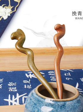 绿檀木发簪女古风簪子木质日常