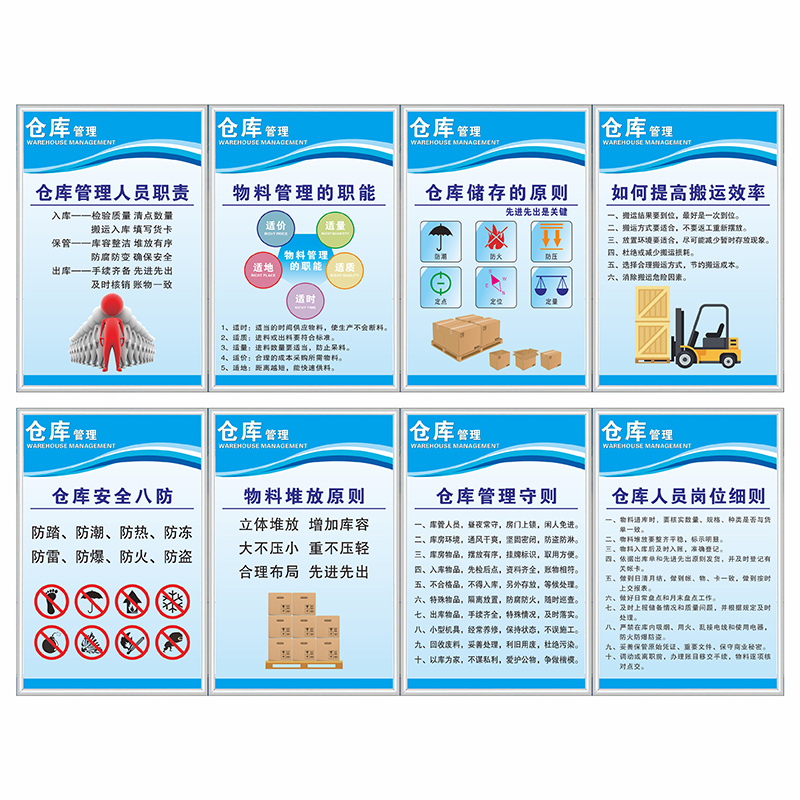 仓库先进先出仓储原则提示牌仓库重地防晒防潮标识爱惜物料杜绝浪费警示牌八防物料管理人员岗位职责规程制度 - 图3