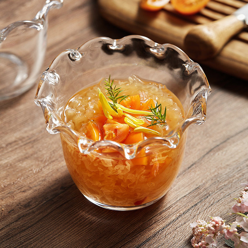 玻璃花边碗甜品碗水果沙拉雪糕燕麦酸奶碗高颜值意境菜餐具糖水碗,淘宝优惠券,粉丝福利购,淘宝优惠卷